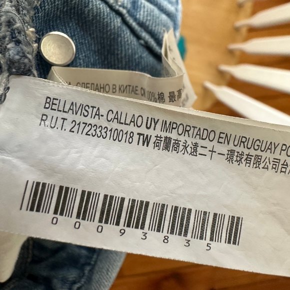 Distressed Overall Jeans, bleached ombre light blue denim - 90s Style - Picture 7 of 8